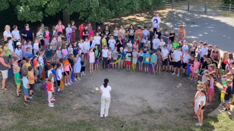 Schüler und Schülerinnen der Geinsheimer Schule in Geinsheim